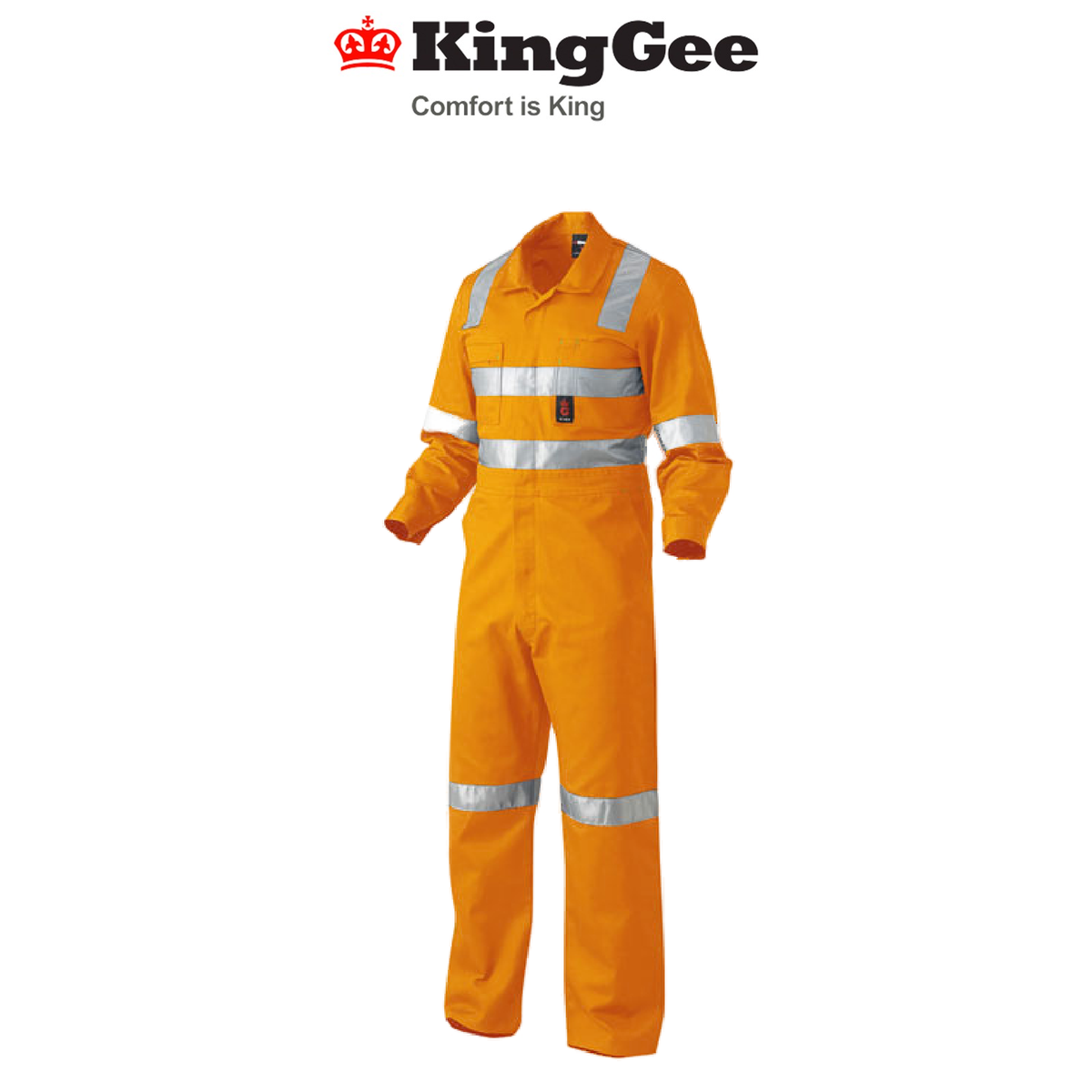 KingGee Mens Safety Overall X Pattern Tool Pocket H-Vis Cotton Drill Work K51015