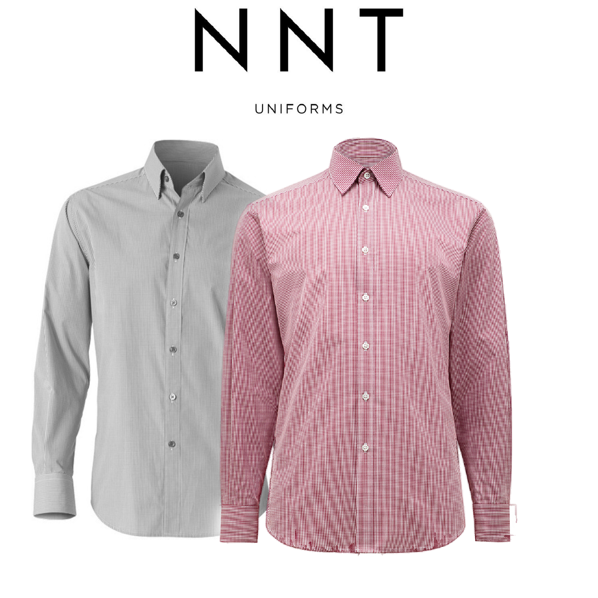 NNT Mens Formal Gingham Long Sleeve Under Collar Check Shirts Business CATDGZ