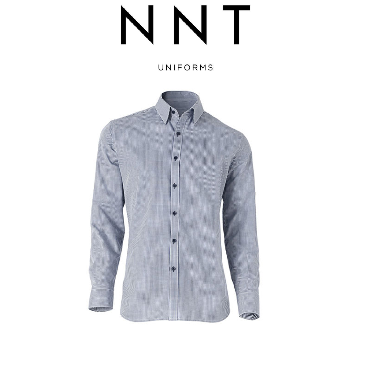 NNT Men Formal Gingham Long Cotton Blend Check Shirt Business Classic Fit CATDR4