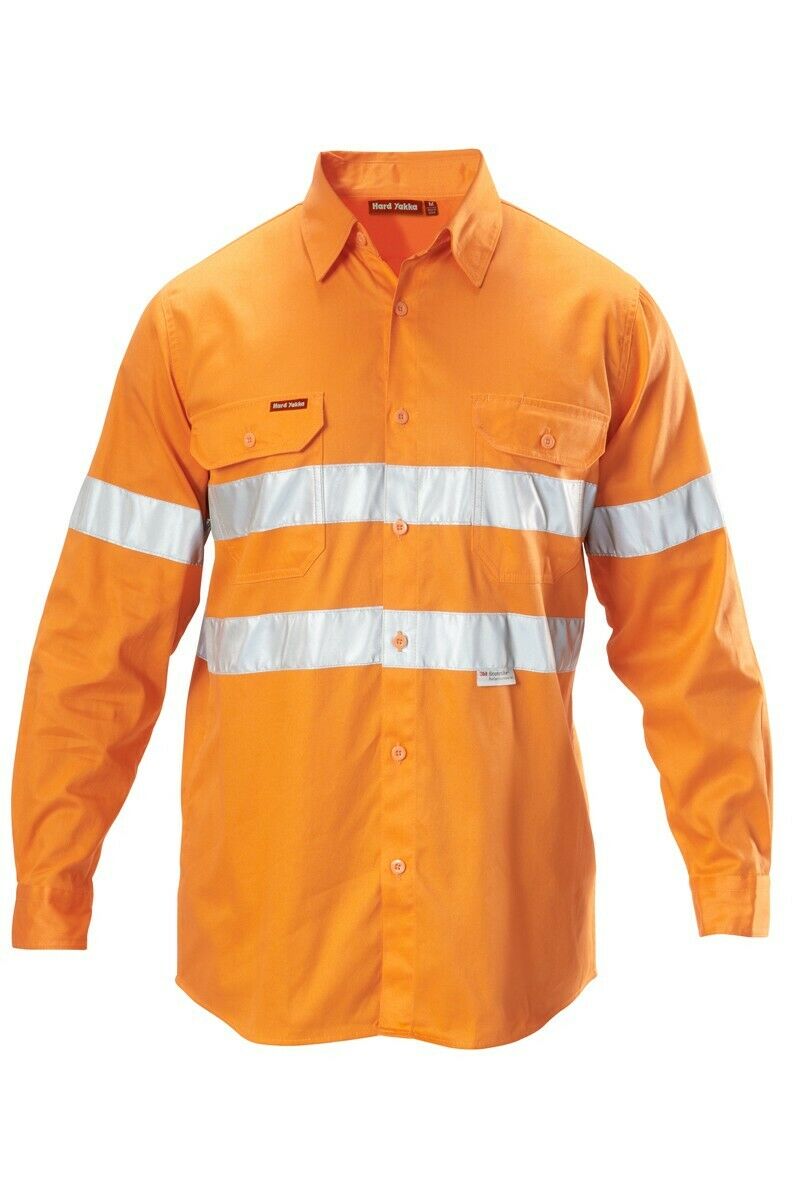 Hard Yakka Foundations Long Sleeve Taped Cotton Drill Work Shirt Y07227-Collins Clothing Co