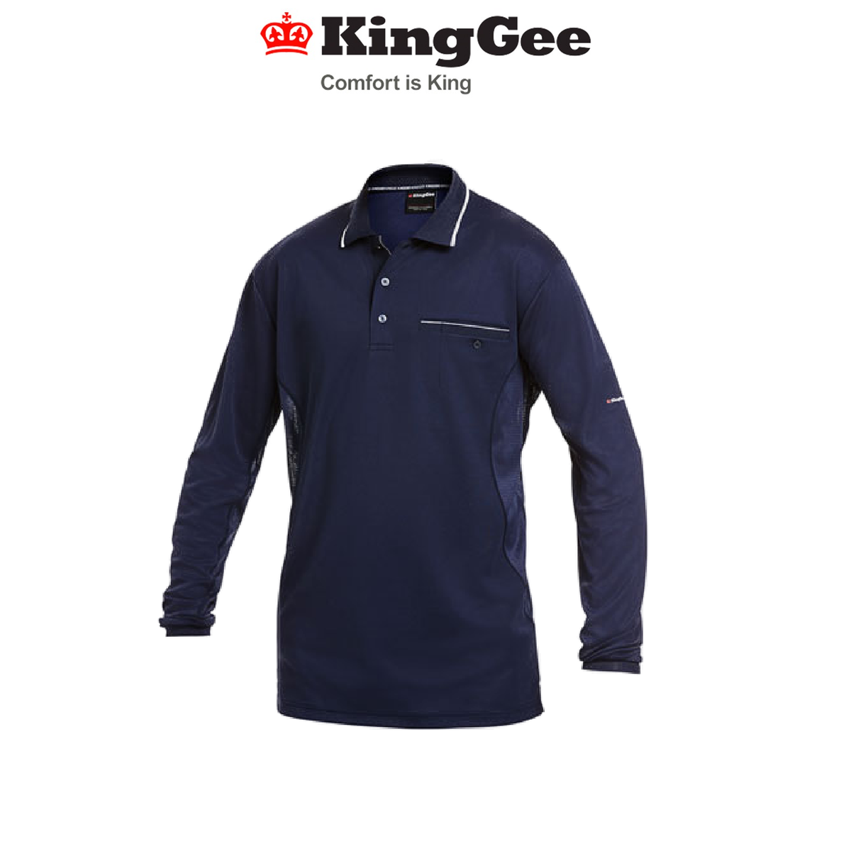 KingGee Mens Workcool Hyperfreeze Polo Long Sleeve Work Shirt Workwear K69790