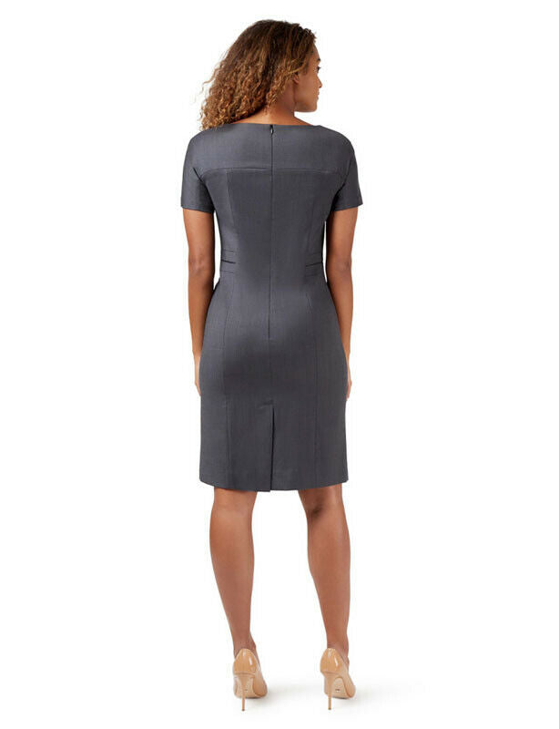 NNT Womens Sharkskin Short Sleeve Dress Classic Fit Stretch Knee Length CAT6BE-Collins Clothing Co