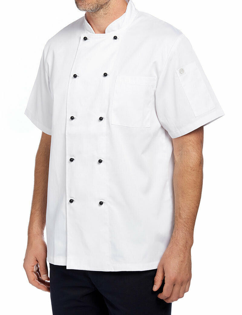 NNT Unisex Adult Chef Jacket Short Sleeve Macquarie Poly Cotton Work CATP5J-Collins Clothing Co