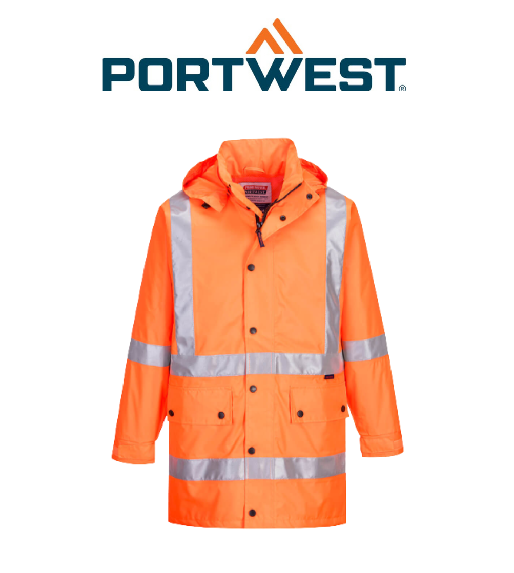 Portwest Max Rain Jacket with Cross Back Tape Reflective Work Safety MX306