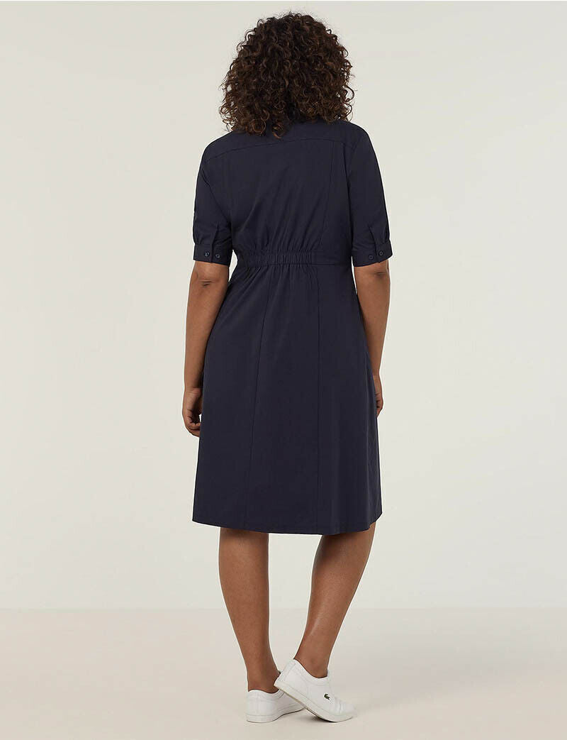 NNT Womens Avignon Shirt Dress Fit Flare Collared Elbow Length Cotton CAT69K-Collins Clothing Co