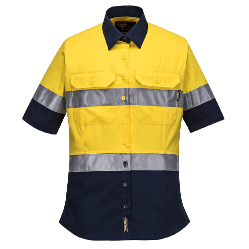 Portwest Ladies 2 Tone Regular Weight Short Sleeve Shirt with Tape Hi Vis ML109-Collins Clothing Co