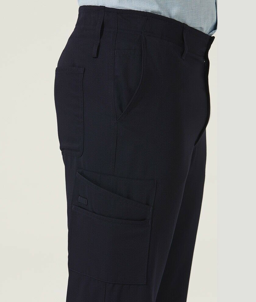 Mens NNT P/V Gaberdine Flex Waist Cargo Pants Navy Slim Leg Business Work CATCKH-Collins Clothing Co