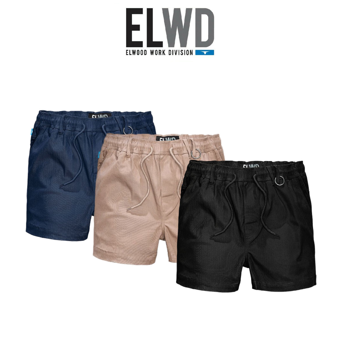 Elwood Mens Elastic Basic Short Summer Stretch Comfortable Workwear EWD206