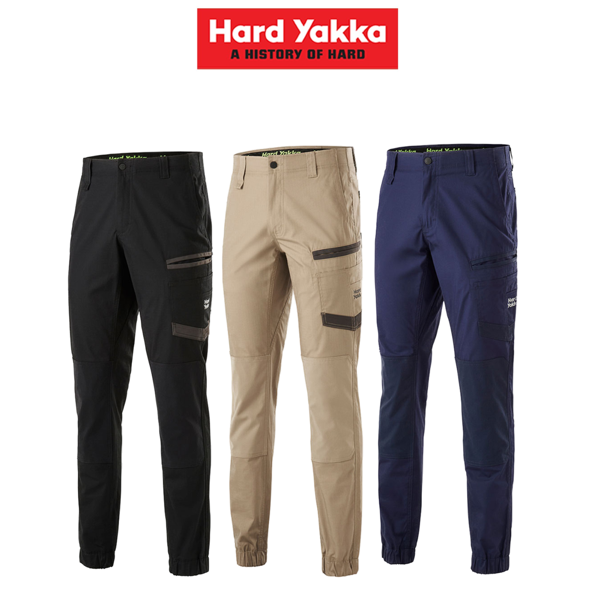 Hard Yakka Mens Raptor Cuff Pants Work Safety Tough Comfy Cargo Wear Y02717