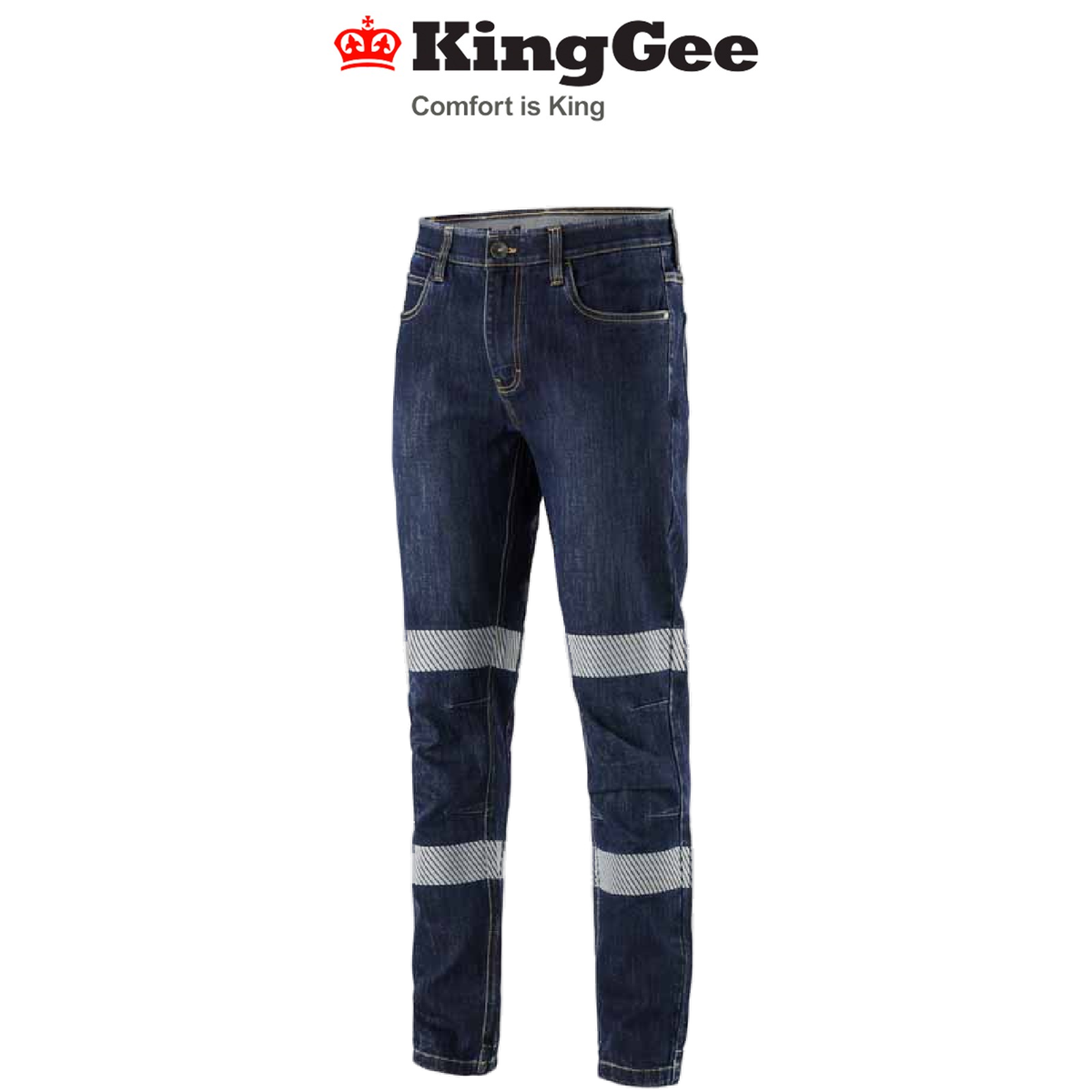KingGee Mens Urban Coolmax Bio Motion Stretch Jeans Taped Denim Work K53007
