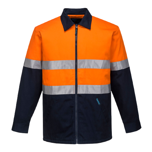 Portwest Quilt Padded Cotton Drill Jacket 2 Tone Reflective Work Safety MJ987