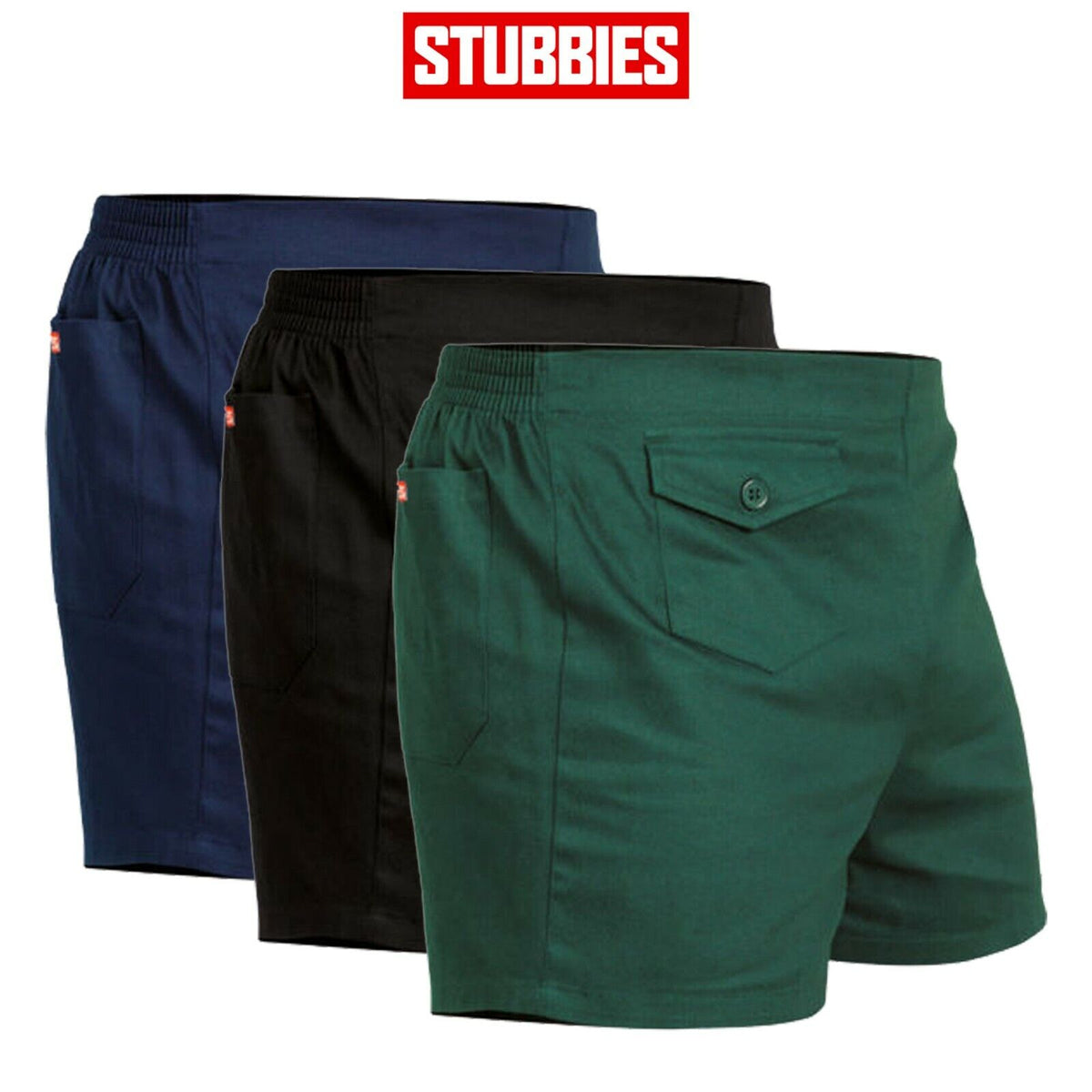 Mens Stubbies Original Work Short Shorts Elastic Back Cotton Drill Summer SE2010