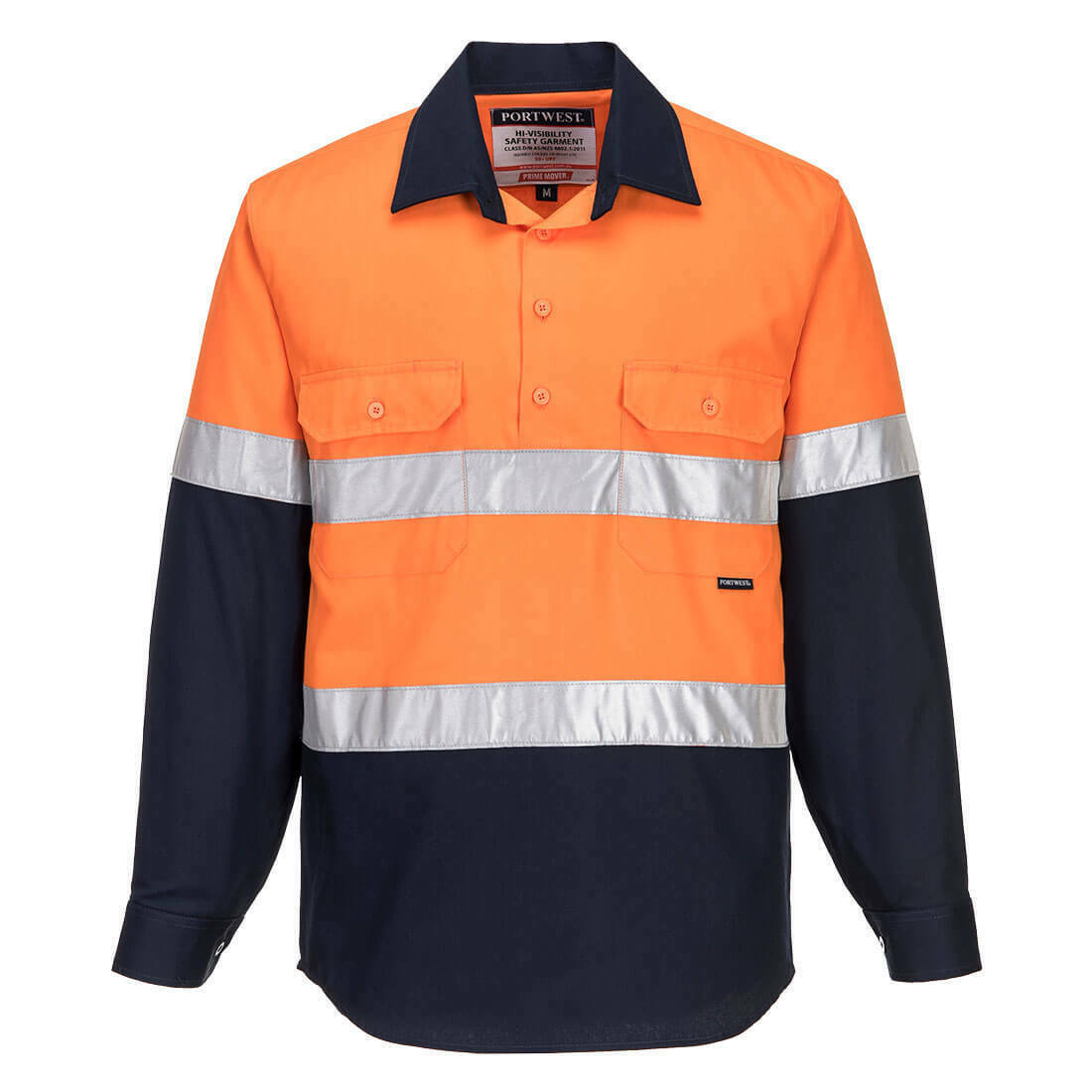 Portwest Mens Prime Mover Hi-Vis Work Shirt Long Sleeve Cotton Drill Shirt MC101-Collins Clothing Co