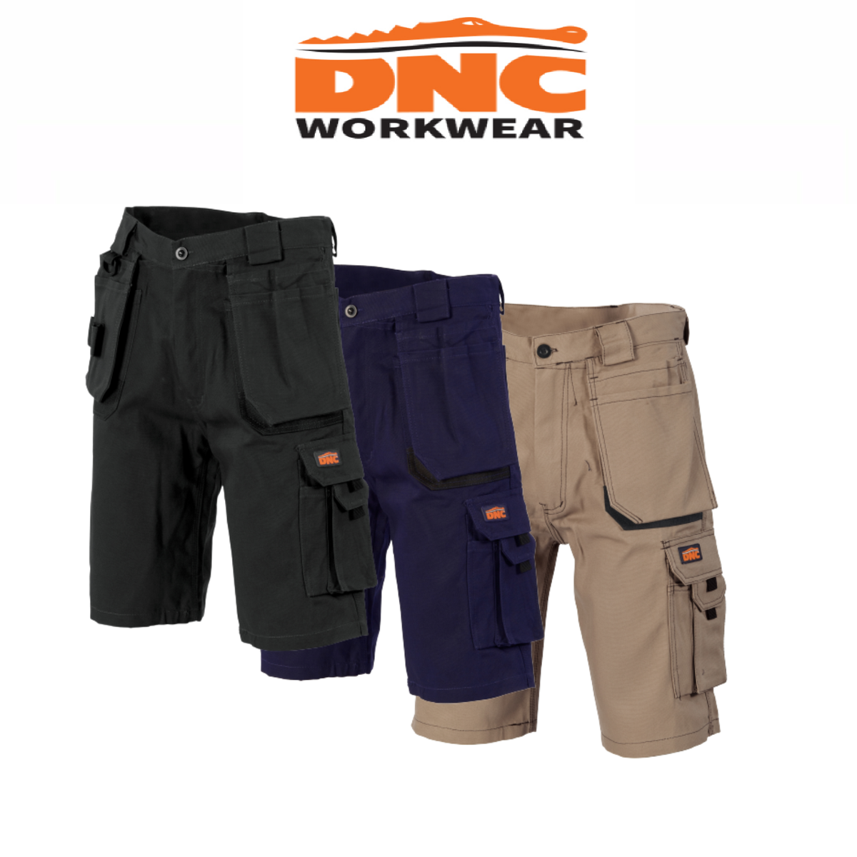 DNC Workwear Men Duratex Cotton Duck Weave Tradies Cargo Shorts Comfort 3336