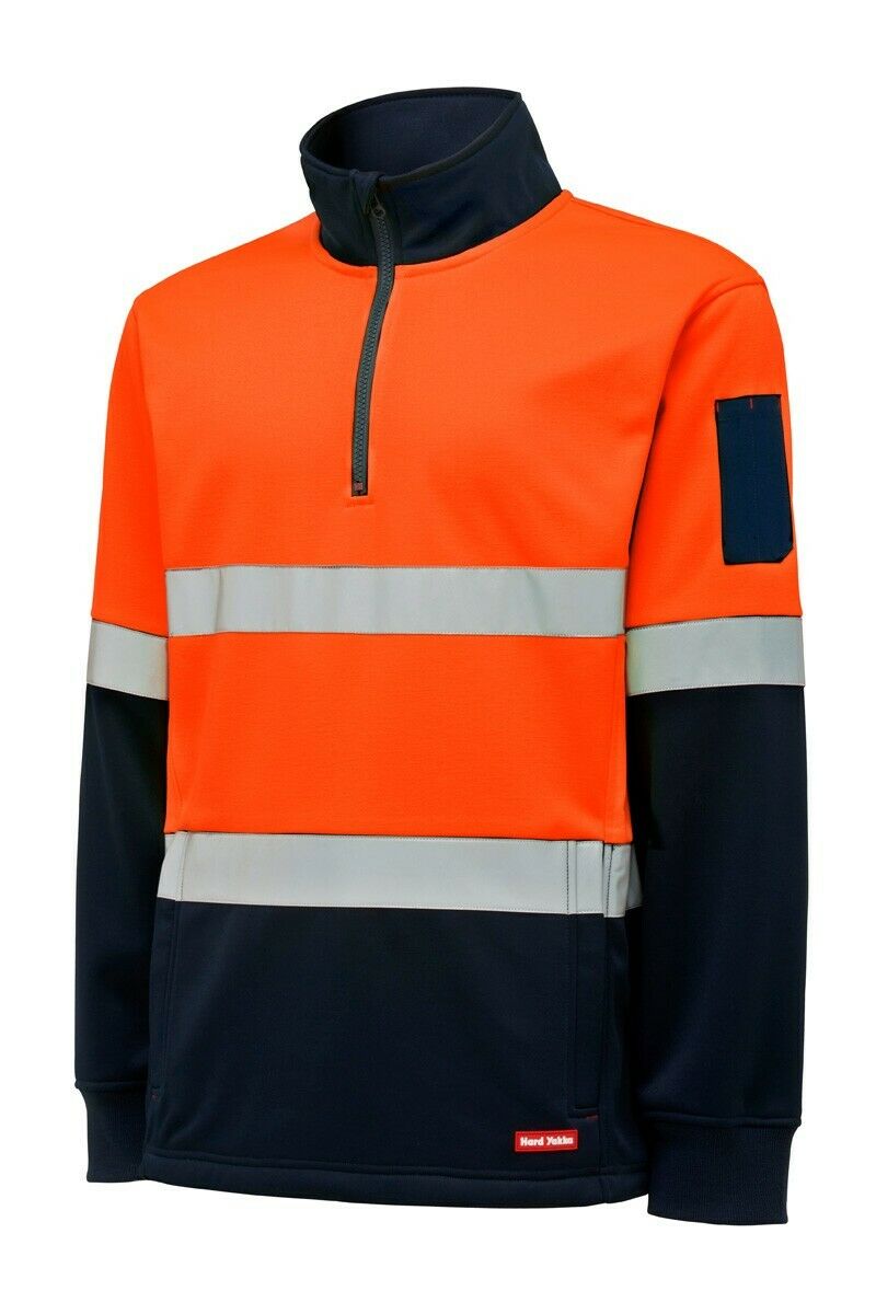 Hard Yakka Utility Hi-Vis 2 Tone Brushed Fleece Crew Jumper Work Y19270-Collins Clothing Co