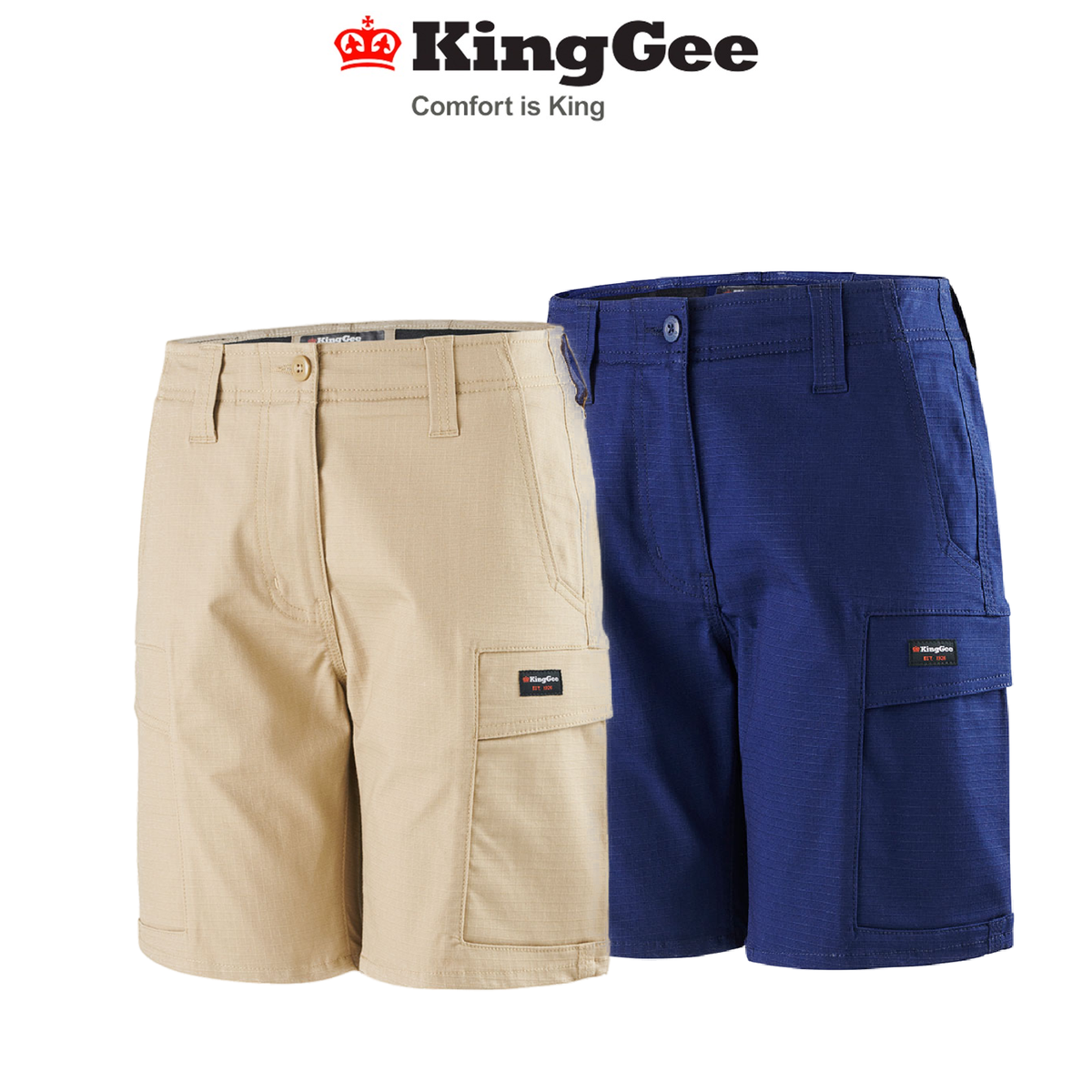 KingGee Womens Workcool Pro Shorts Comfort Stretch Waistband Work Safety K47008