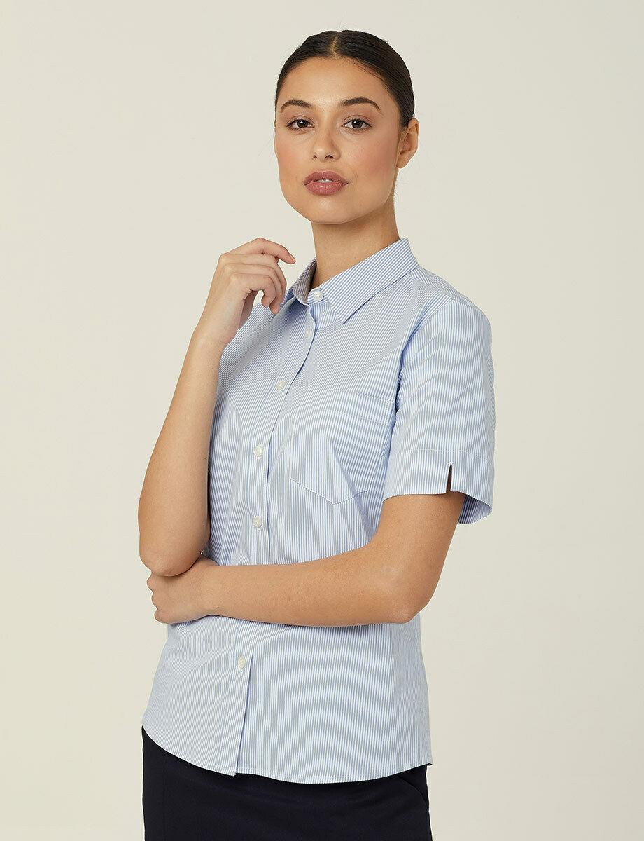 NNT Womens Avignon Stripe Short Sleeve Slim Casual Shirt Regular Business CATUK5-Collins Clothing Co