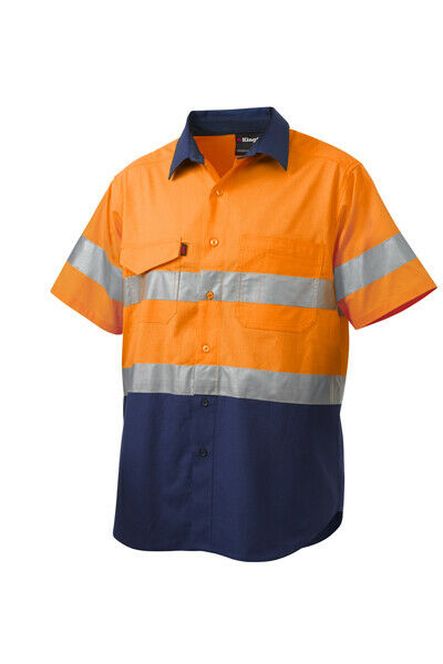 KingGee Mens Workcool 2 Hi-Vis Summer Shirt Short Sleeve Work Lightweight K54885