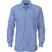 DNC Workwear Mens Twin Flap Pocket Cotton Chambray Long Sleeve Casual 4104-Collins Clothing Co