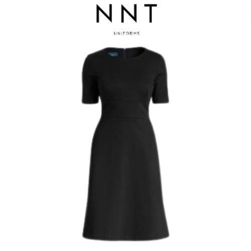 NNT Womens Ponte Knit A Line Dress Black Classic Fit Pleated Dress CAT66K