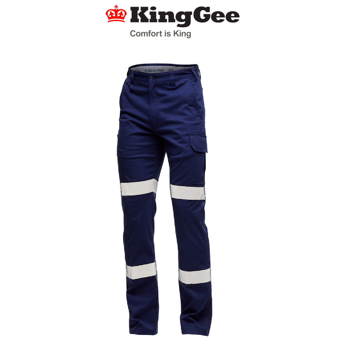 KingGee Mens Stretch Bio Motion Cargo Pants Cotton Work Safety Reflective K53018