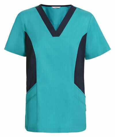 NNT Womens V-Neck Contrast Scrub Top Nurse Work Comfortable Uniform CATU5B