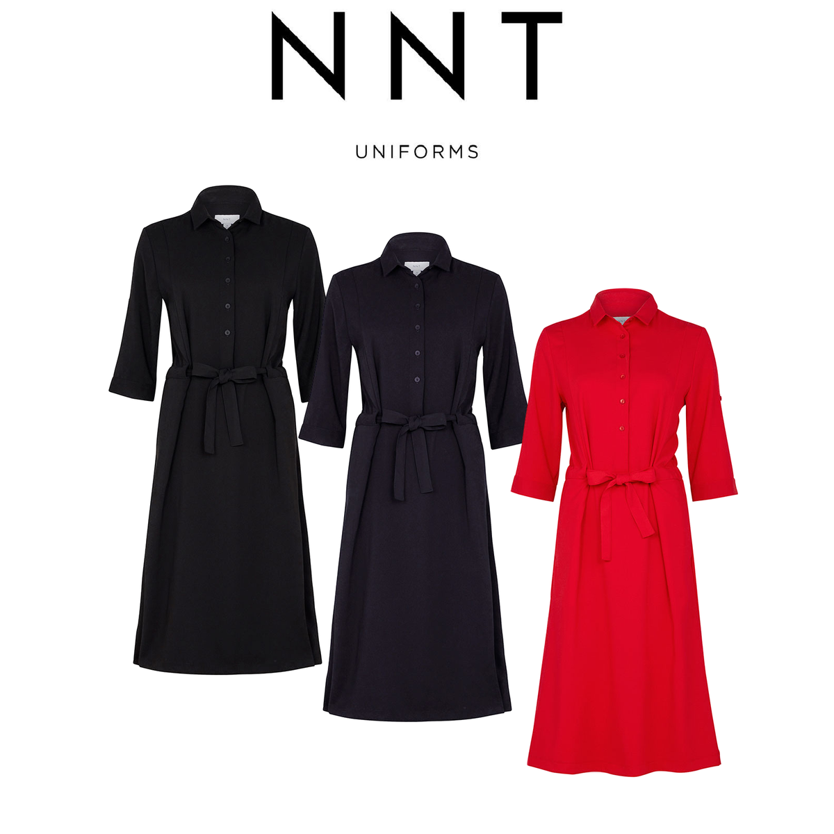 NNT Womens Shirt Classic Fit Dress Adjustable Sleeve Knee Length Comfort CAT67Y