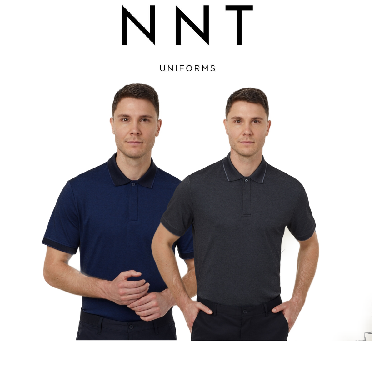 NNT Mens Textured Short Sleeve Polo Comfortable Side Splits Classic CATJA4