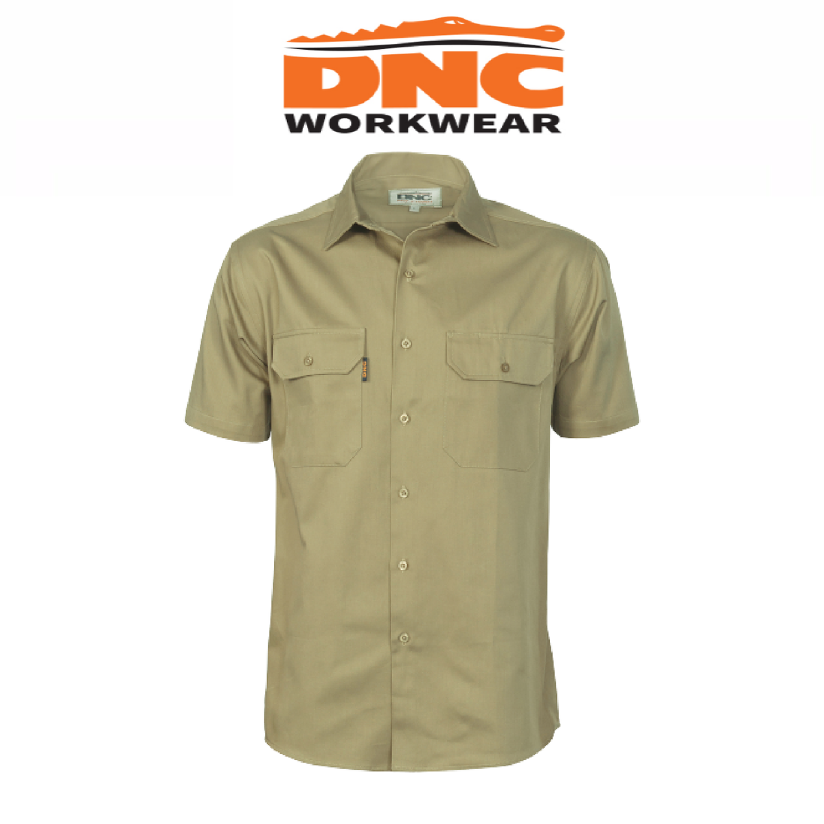 DNC Workwear Mens Cotton Drill Close Front Work Shirt Short Sleeve 3203