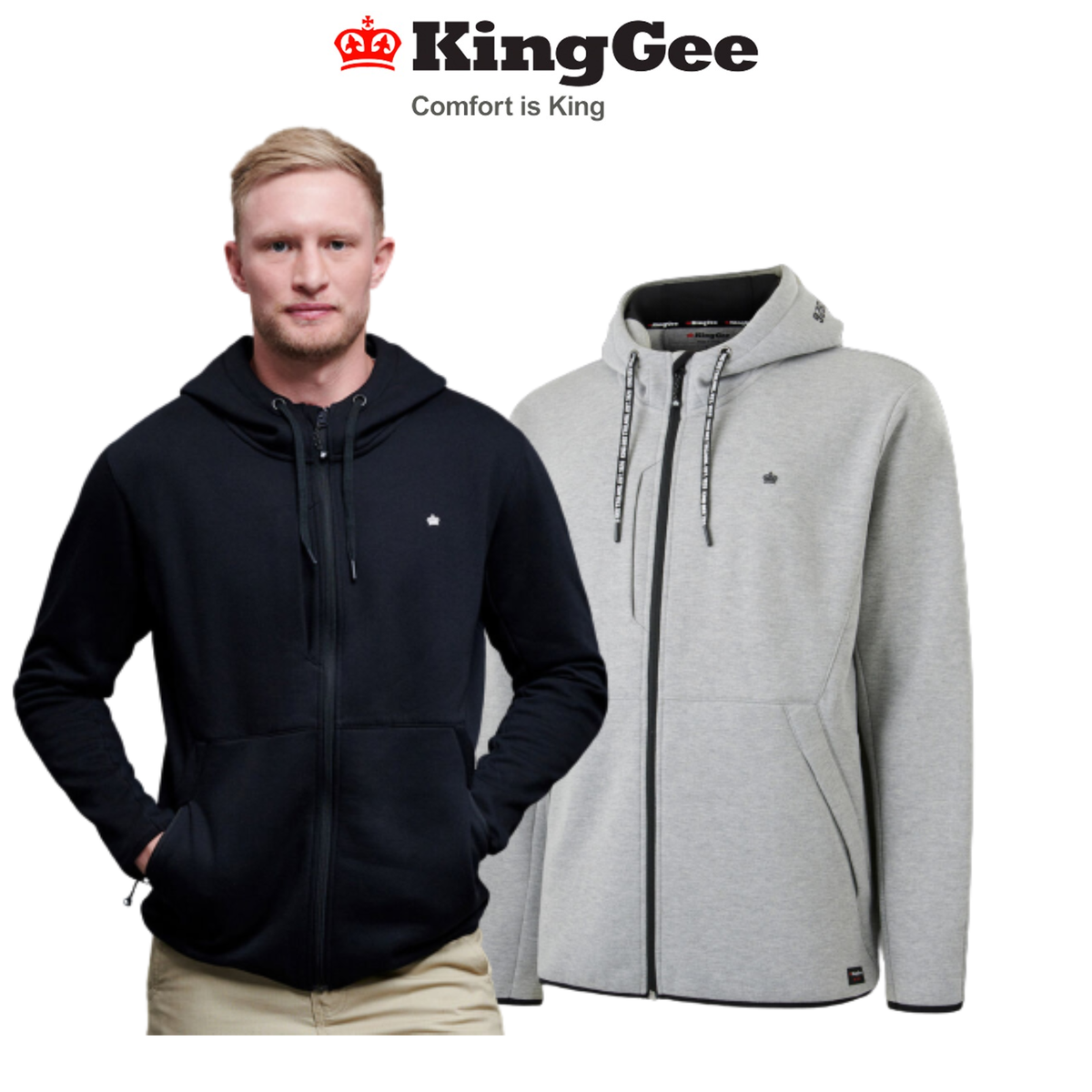 KIngGee Quantum Hoodie Drawstring Hood Warm Fleece Winter Work Wear Zip K05012