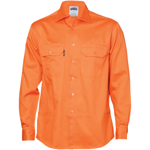 DNC Workwear Mens Cotton Drill Work Shirt Long Sleeve Comfortable  3202-Collins Clothing Co