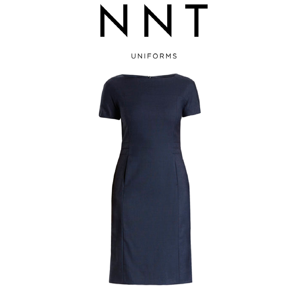 NNT Women Sharkskin Short Sleeve Detail Dress Formal Business Knee Lenght CAT66L