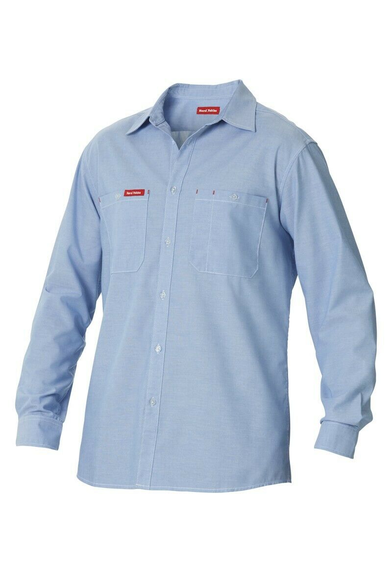 Hard Yakka Foundations Chambray Long Sleeve Work Office Collar Shirt Y07338