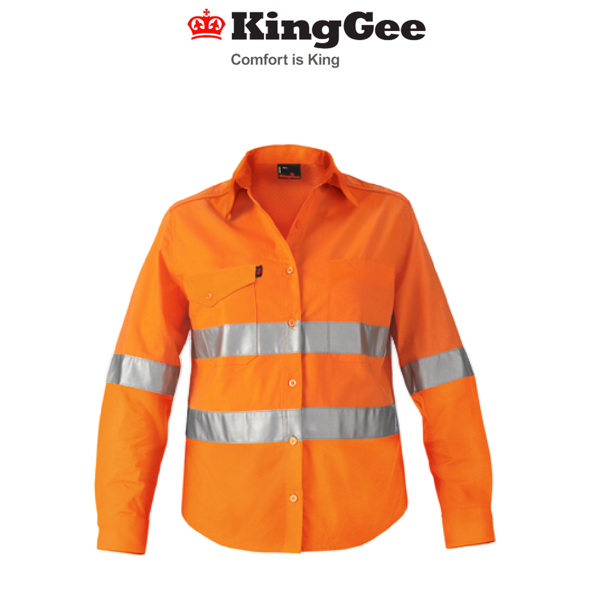 KingGee WorkCool 2 Womens Hi Vis Taped Shirt Long Sleeve Work Lightweight K44545