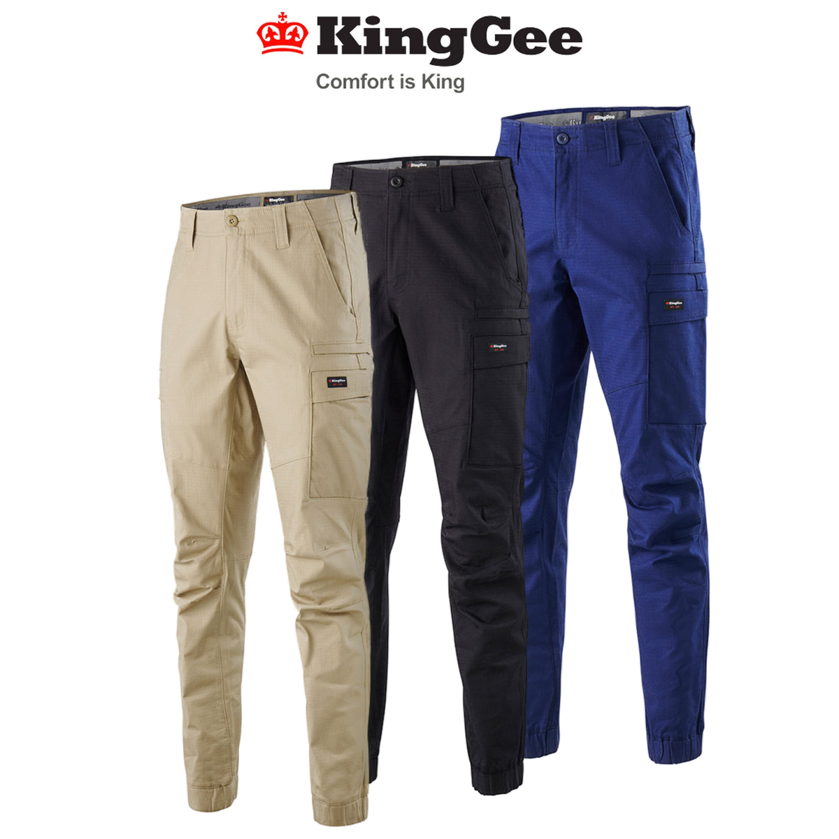 KingGee Mens Workcool Pro Cuff Pant Comfort Pants Cargo Stretch Ripstop K13011