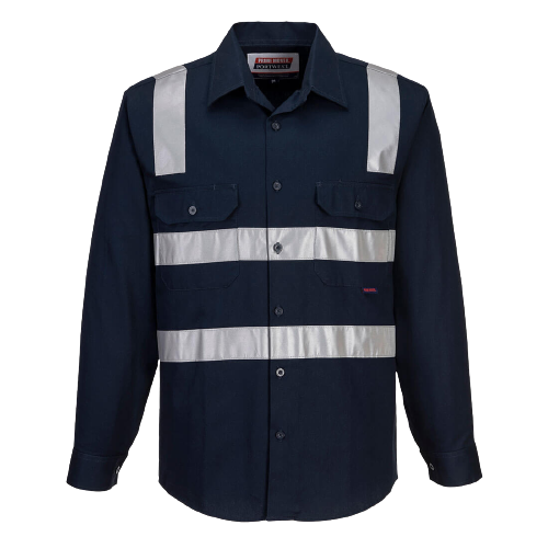 Portwest Brisbane Shirt, Long Sleeve, Regular Weight Reflective Safety MS908