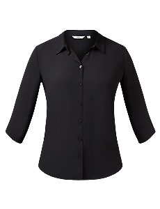 NNT Womens Soft Georgette 3/4S PLT Detail Blouse Classic Button Collar CAT9RL-Collins Clothing Co