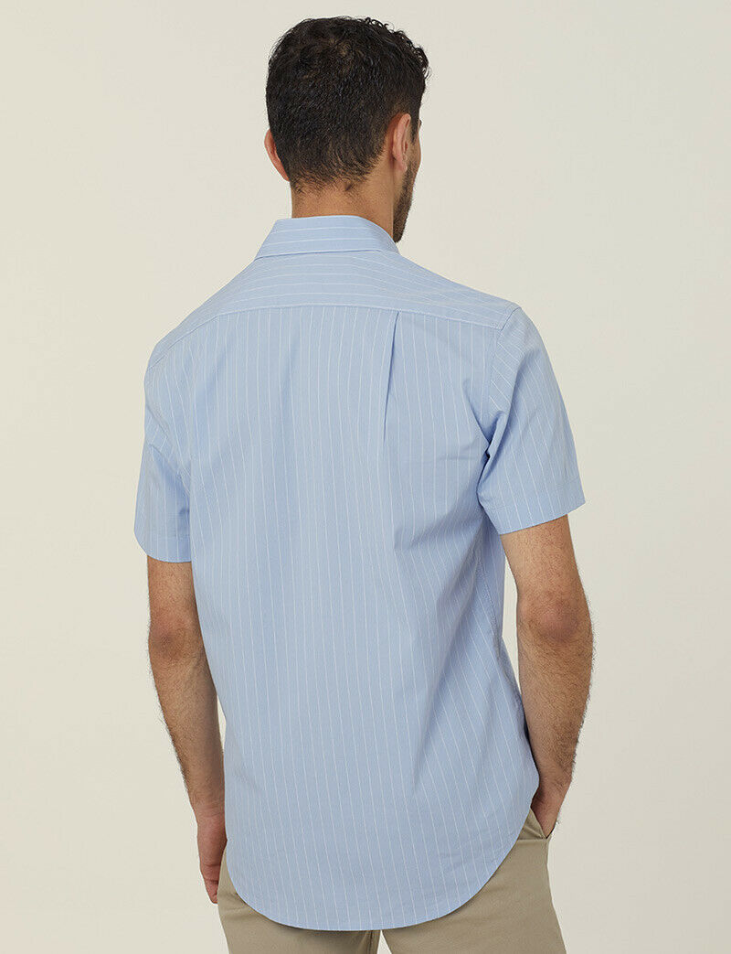 NNT Mens Avignon Pinstripe Short Sleeve Shirt Casual Regular Fit Business CATJDM-Collins Clothing Co