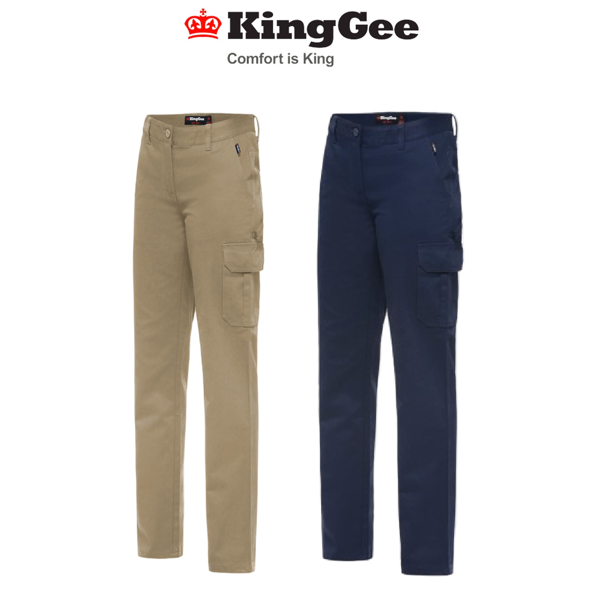KingGee Women's Work Pants Improved Fit Comfy Cotton Drill Work Safety K43530