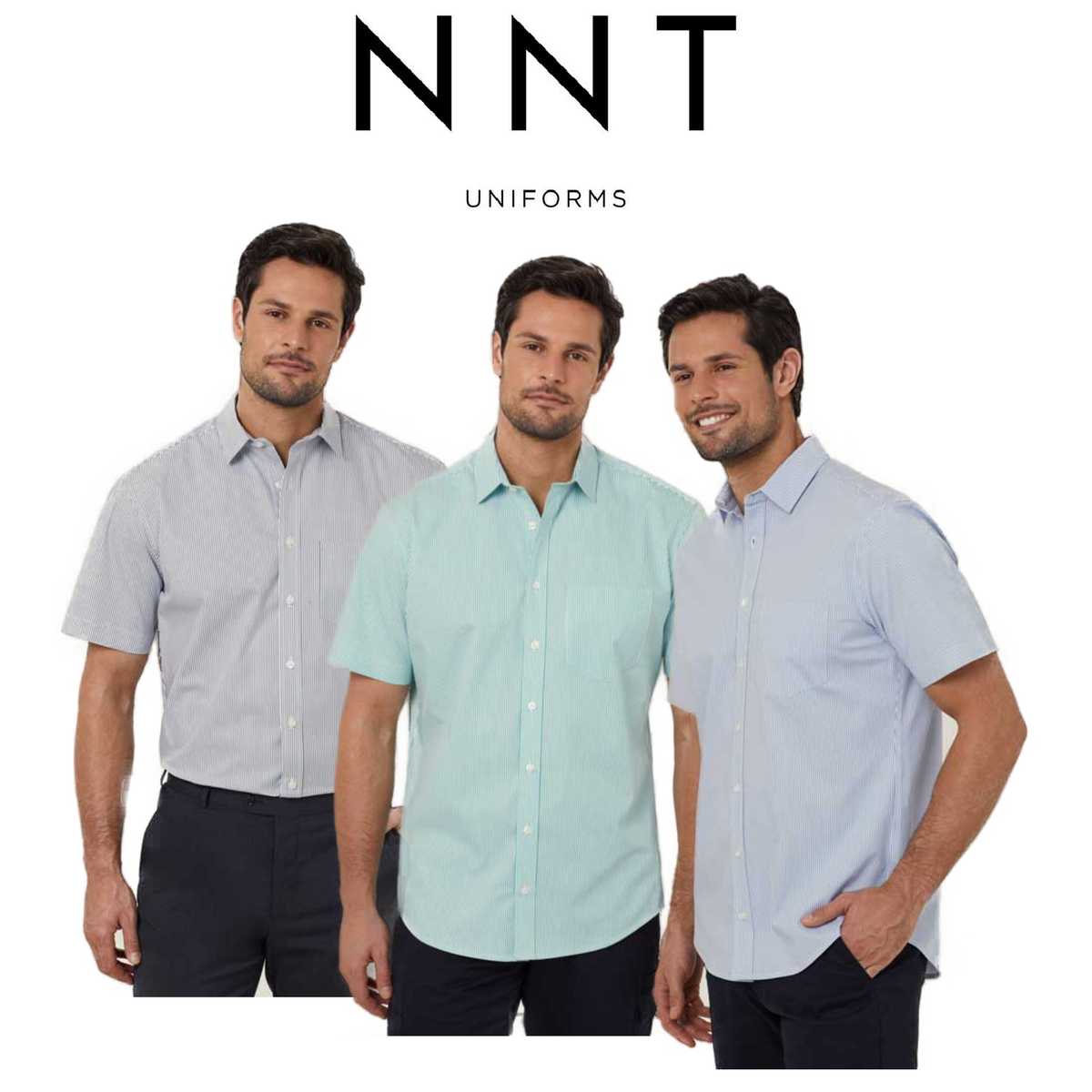 NNT Mens Avignon Stripe Short Sleeve Shirt Casual Regular Fit Business CATJDK