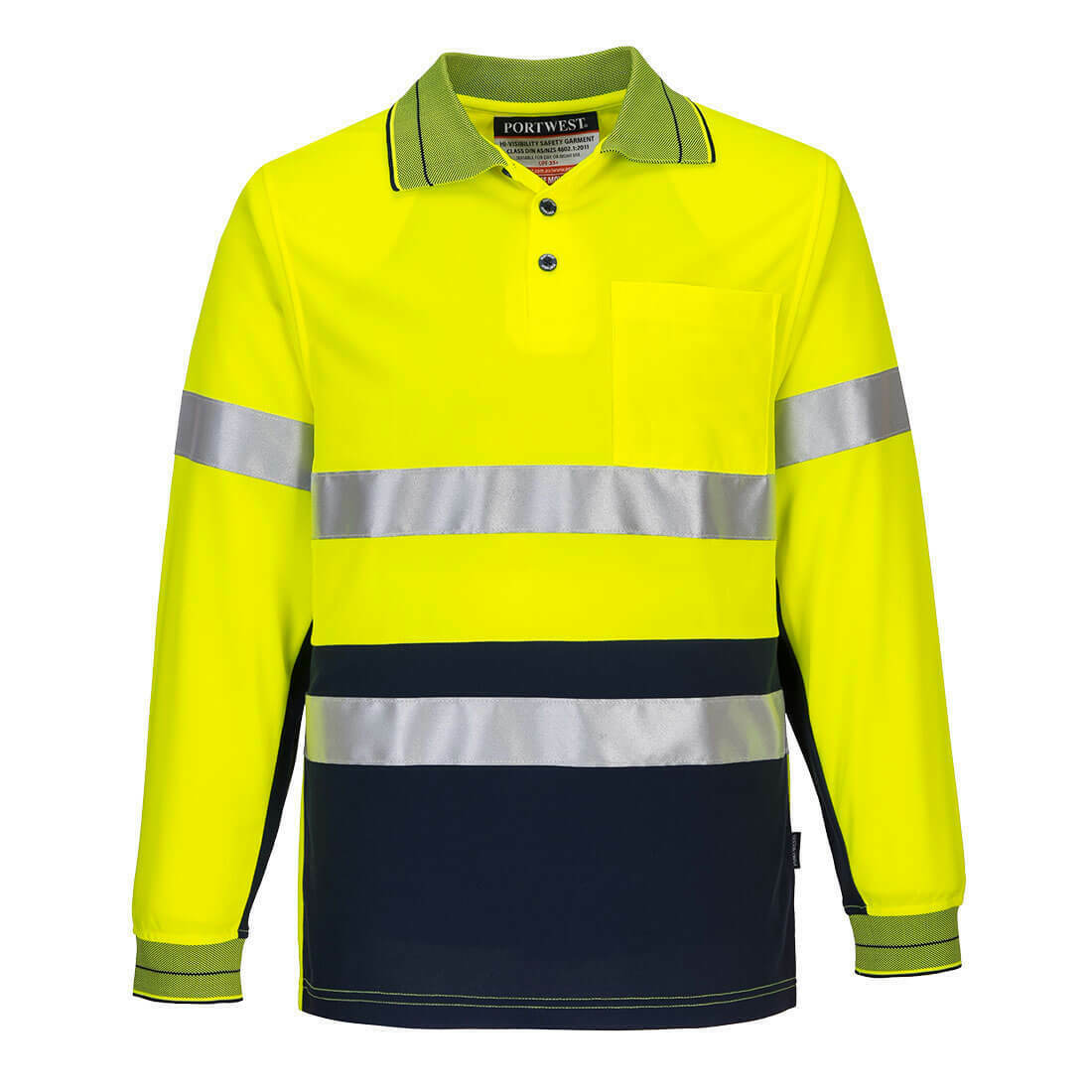 Portwest Mens Prime Mover Long Sleeve Micro Mesh Polo Taped Work Hi-Vis MP513-Collins Clothing Co