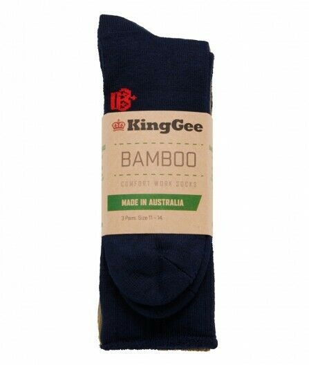 KingGee Mens Bamboo Work Socks 3 Pack Breathable Comfortable Workwear K09271-Collins Clothing Co