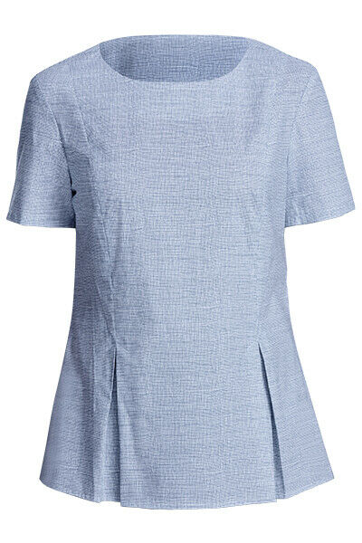 NNT Women Hand Drawn Print Short Sleeve Peplum Top Curved Neckline Formal CATU5X-Collins Clothing Co