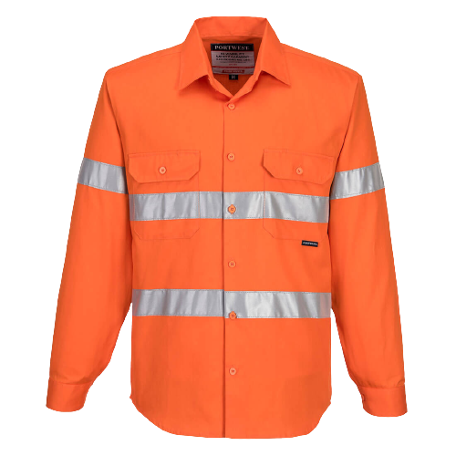 Portwest Hi-Vis Regular Weight Long Sleeve Shirt Tape Reflective Safety MA191-Collins Clothing Co