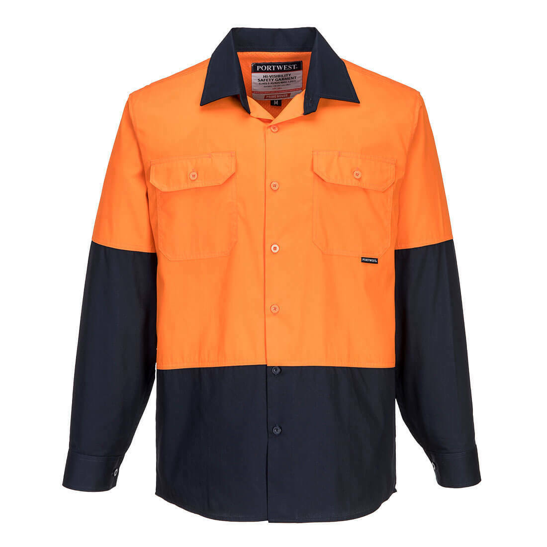 Portwest Mens Prime Mover Hi-Vis Lightweight Long Sleeve Shirt Cotton Work MS801