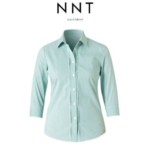 NNT Mens Stretch Cotton Blend Stripe 3/4 Sleeve Tuck Long Sleeve Shirt CAT4Q0