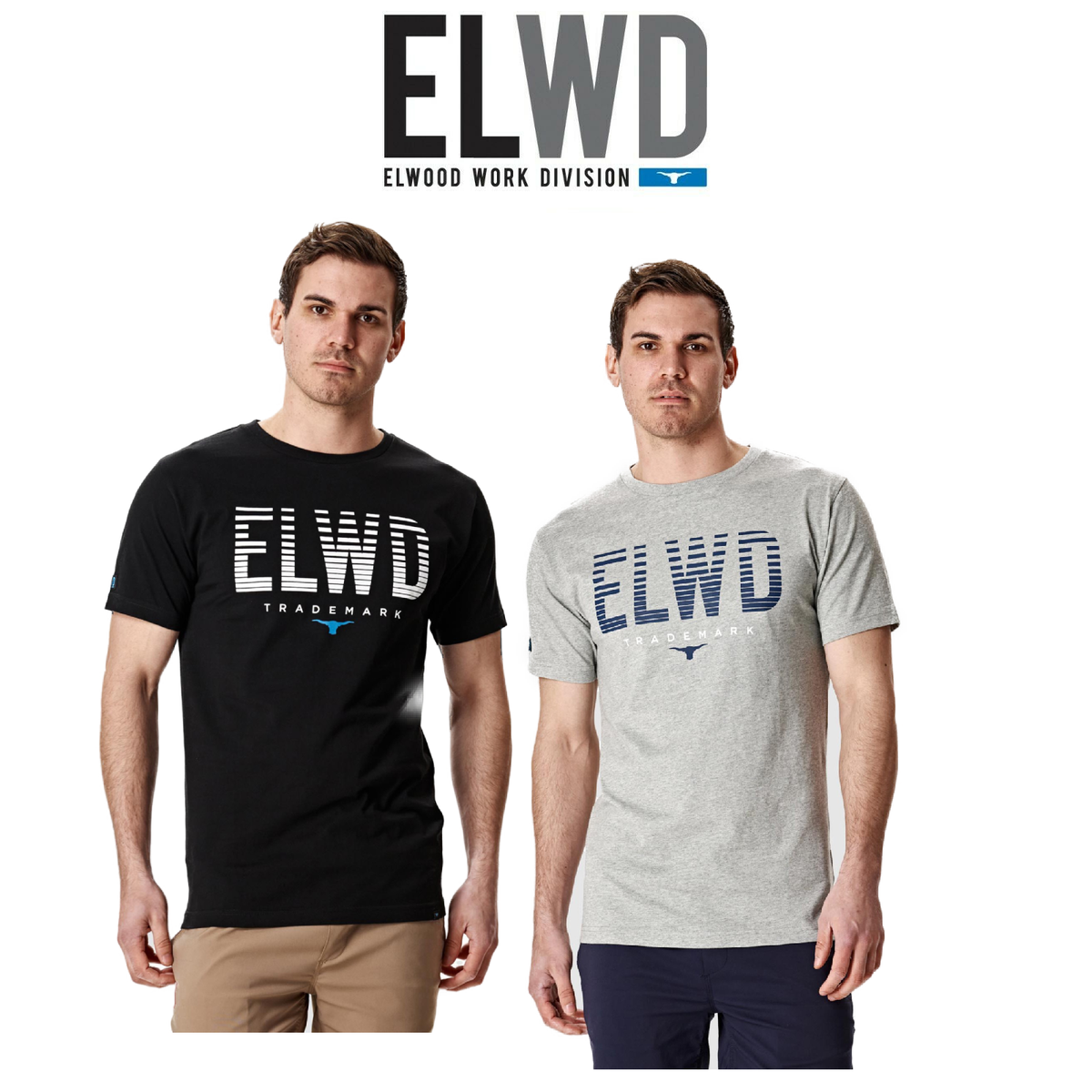 Elwood Mens Slice Tee Cotton Short Sleeve Stretch T-Shirt Work Casual EWD813