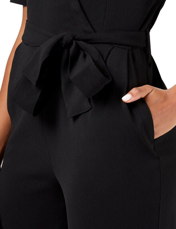 NNT Womens Short Sleeve Formal Jumpsuit Invisible Button Pleats Waist Tie CAT3RT-Collins Clothing Co