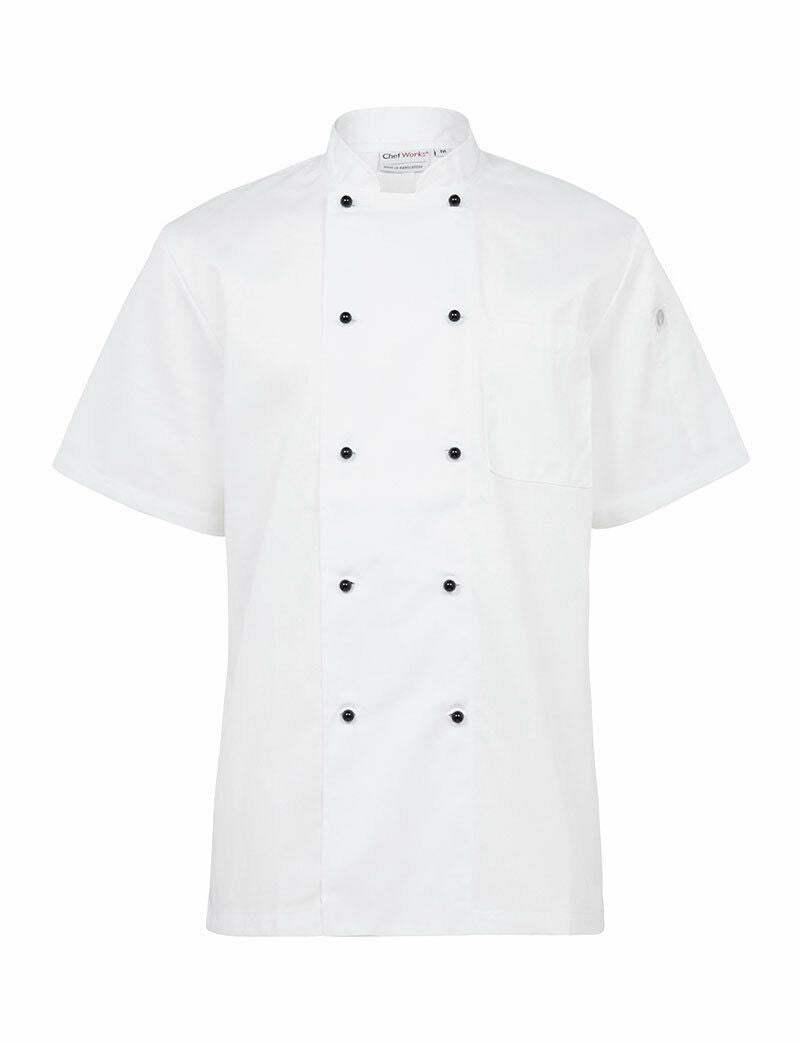NNT Unisex Adult Chef Jacket Short Sleeve Macquarie Poly Cotton Work CATP5J-Collins Clothing Co