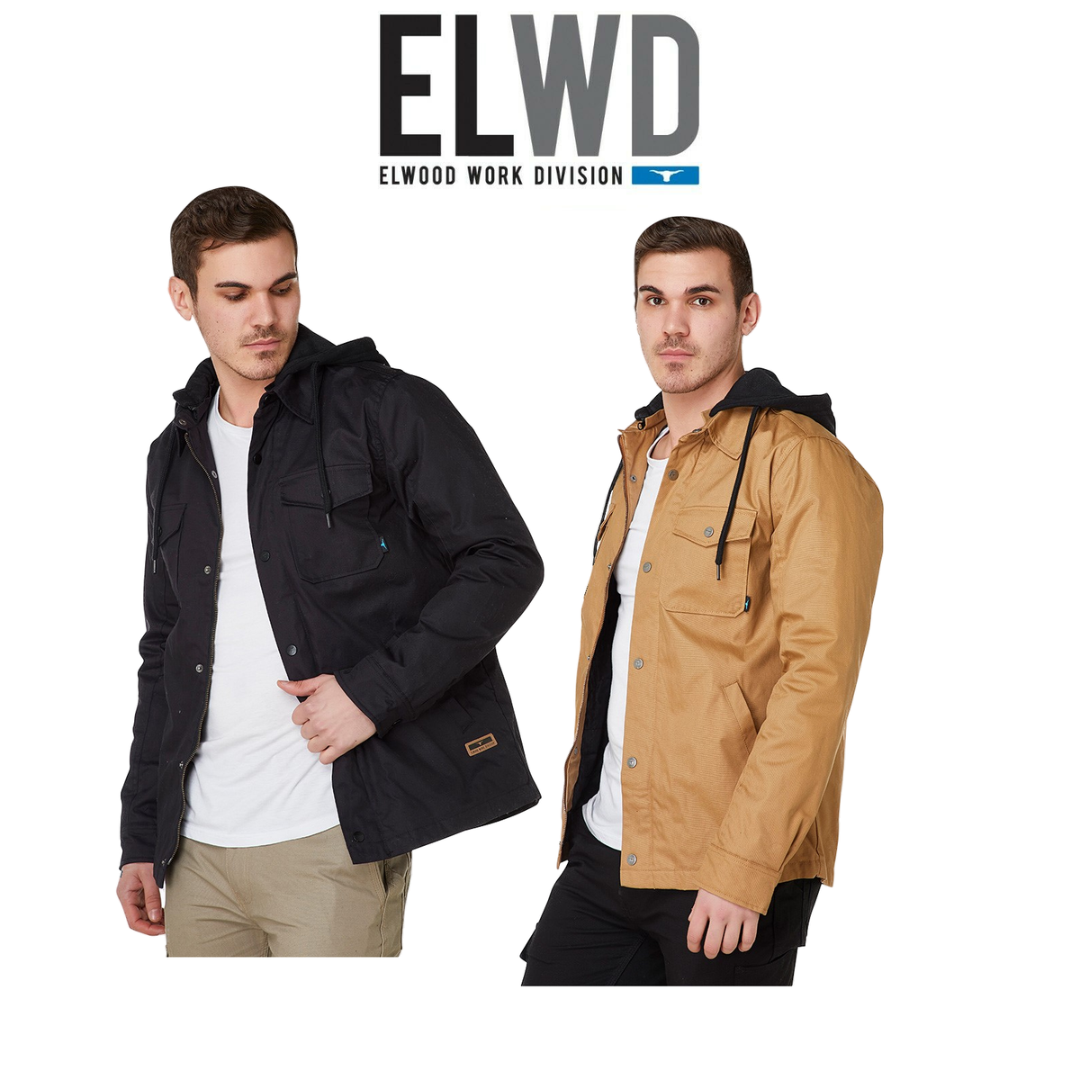 Elwood Mens Utility Jacket Coated Cotton Polar Fleece Lightweight Work EWD401